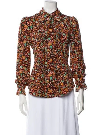 Pre-owned Victoria Beckham Silk Floral Print Blouse In Multi