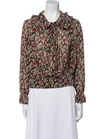Pre-owned Victoria Beckham Silk Floral Print Blouse In Multi