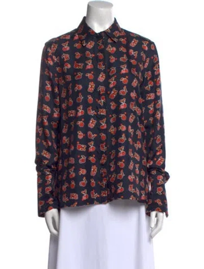 Pre-owned Victoria Beckham Silk Floral Print Blouse In Multi