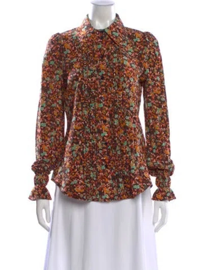 Pre-owned Victoria Beckham Silk Floral Print Blouse In Multi