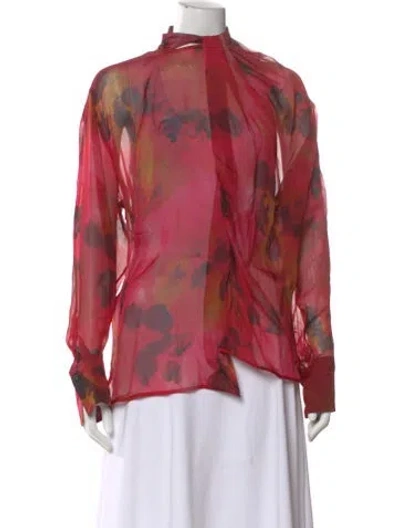 Pre-owned Victoria Beckham Silk Floral Print Blouse In Pink