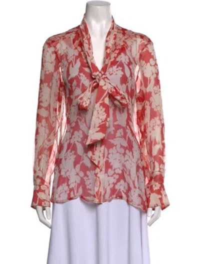 Pre-owned Victoria Beckham Silk Floral Print Blouse In Pink