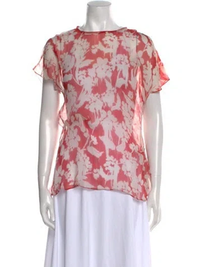 Pre-owned Victoria Beckham Silk Floral Print Blouse W/ Tags In Red