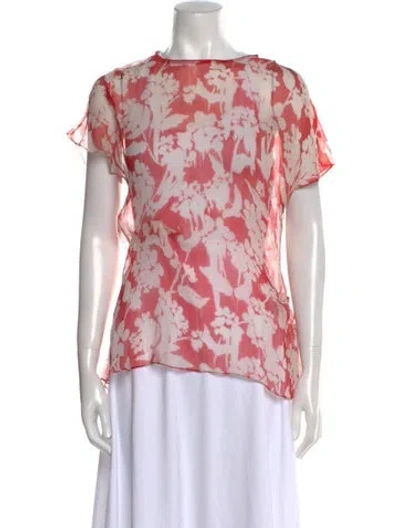 Pre-owned Victoria Beckham Silk Floral Print Blouse W/ Tags In Red