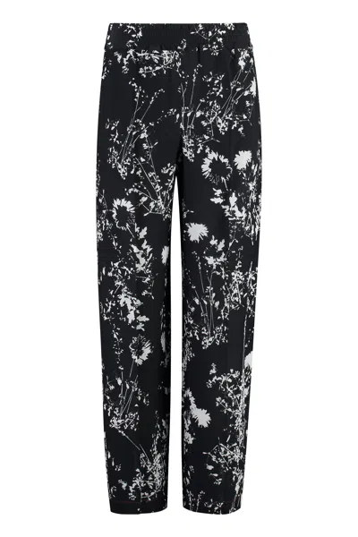 Victoria Beckham Silk Floral Printed Flower Pants For Women In Black