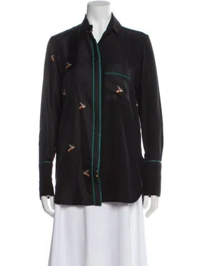 Pre-owned Victoria Beckham Silk Graphic Print Blouse In Gray