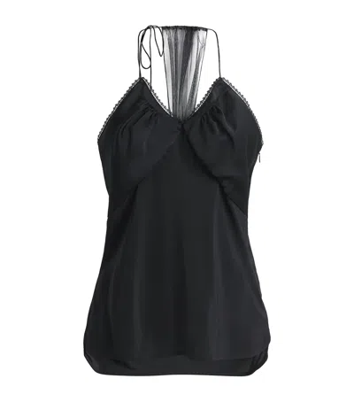 Victoria Beckham Silk Lace-trim Cami Top In Black
