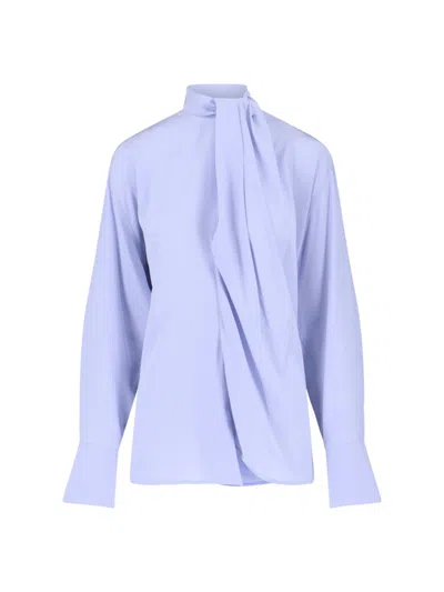 VICTORIA BECKHAM VICTORIA BECKHAM SILK LAVALLIÈRE SHIRT LIGHT BLUE