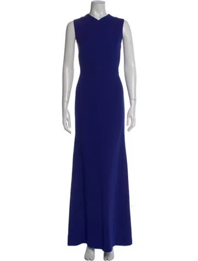 Pre-owned Victoria Beckham Silk Long Dress In Blue