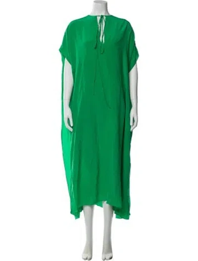 Pre-owned Victoria Beckham Silk Long Dress In Green
