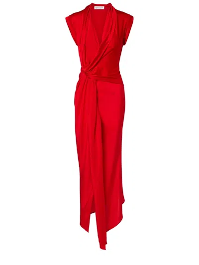 Victoria Beckham Silk Long Dress In Red
