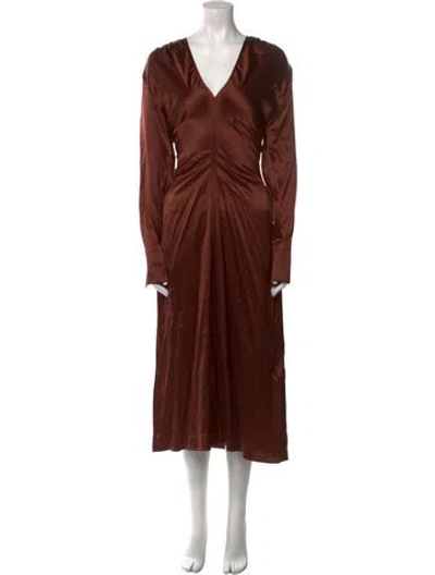 Pre-owned Victoria Beckham Silk Long Dress W/ Tags In Brown