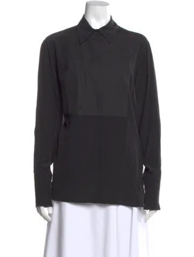Pre-owned Victoria Beckham Silk Long Sleeve Blouse In Black