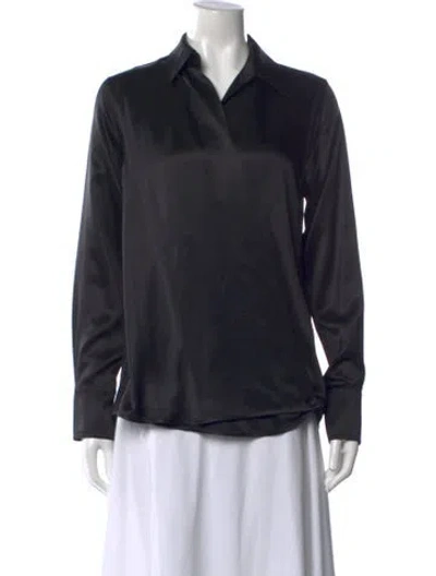 Pre-owned Victoria Beckham Silk Long Sleeve Blouse In Black