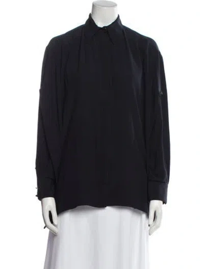 Pre-owned Victoria Beckham Silk Long Sleeve Blouse In Blue