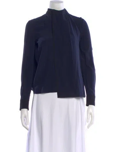 Pre-owned Victoria Beckham Silk Long Sleeve Blouse In Blue