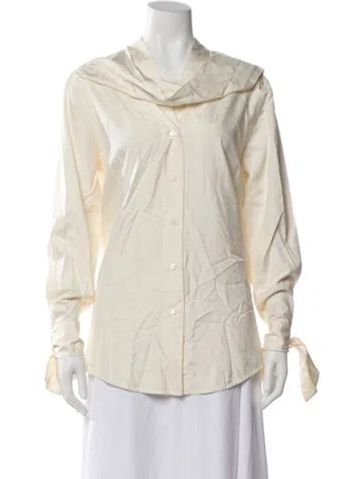 Pre-owned Victoria Beckham Silk Long Sleeve Blouse In Neutral