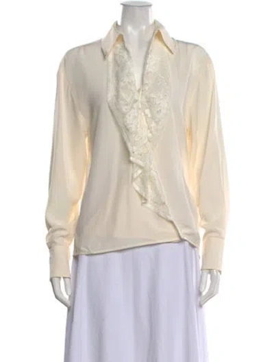 Pre-owned Victoria Beckham Silk Long Sleeve Blouse In Neutrals
