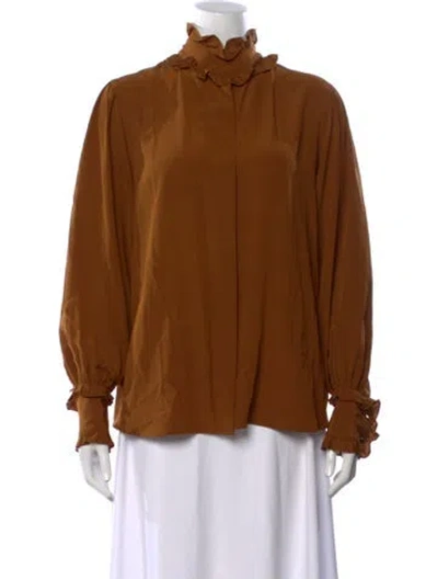 Pre-owned Victoria Beckham Silk Long Sleeve Blouse In Orange