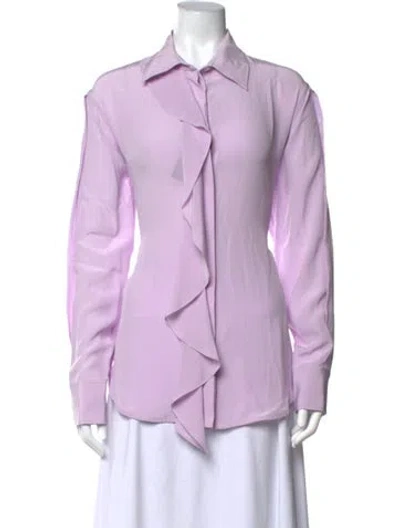 Pre-owned Victoria Beckham Silk Long Sleeve Blouse In Purple