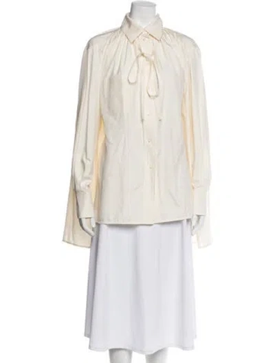 Pre-owned Victoria Beckham Silk Long Sleeve Button-up Top W/ Tags In White