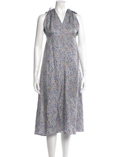 Pre-owned Victoria Beckham Silk Midi Length Dress In Blue
