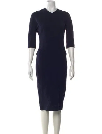 Pre-owned Victoria Beckham Silk Midi Length Dress In Blue