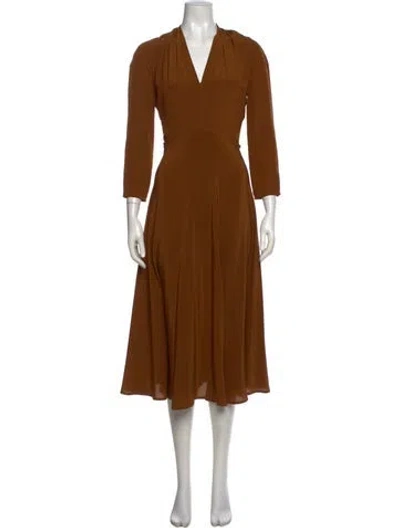 Pre-owned Victoria Beckham Silk Midi Length Dress In Brown