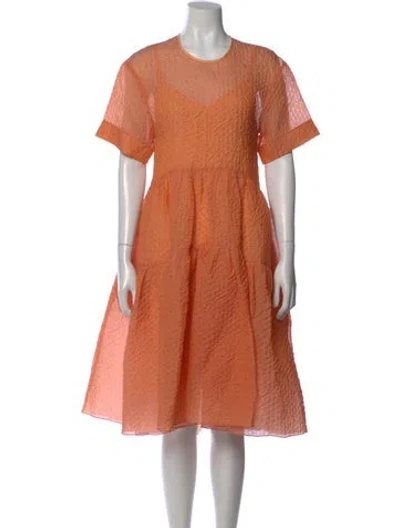 Pre-owned Victoria Beckham Silk Midi Length Dress In Orange