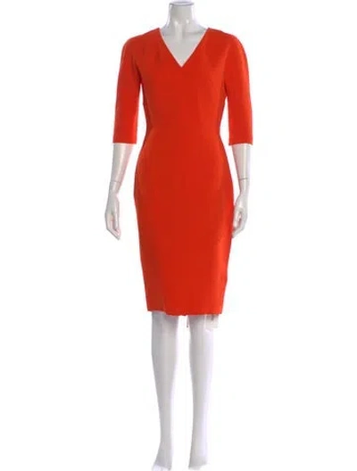 Pre-owned Victoria Beckham Silk Midi Length Dress In Orange