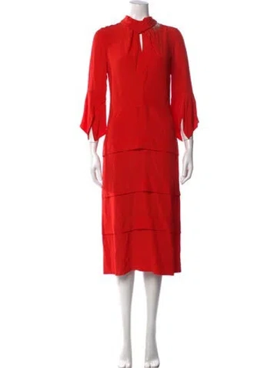 Pre-owned Victoria Beckham Silk Midi Length Dress In Red