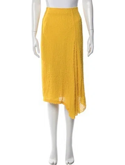 Pre-owned Victoria Beckham Silk Midi Length Skirt W/ Tags In Yellow