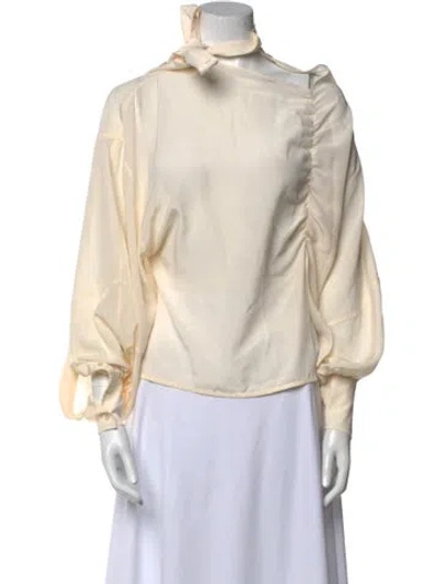 Pre-owned Victoria Beckham Silk Mock Neck Blouse In Neutral