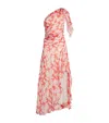 Victoria Beckham Floral Print One-shoulder Draped Midi Dress