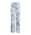 Victoria Beckham Womens Satin Flowers Ice Blue Abstract-print Two-slip-pockets Straight-leg Mid-rise Silk Trousers In Blue