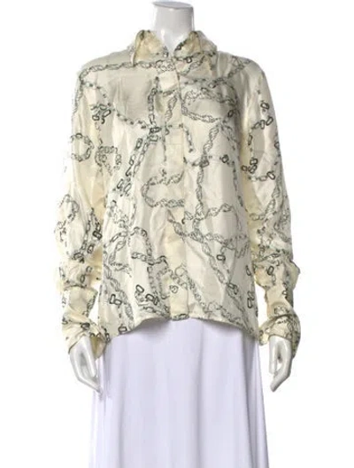 Pre-owned Victoria Beckham Silk Printed Blouse In Black