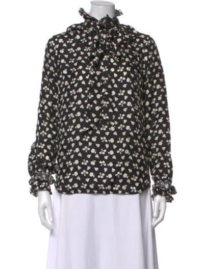 Pre-owned Victoria Beckham Silk Printed Blouse In Black