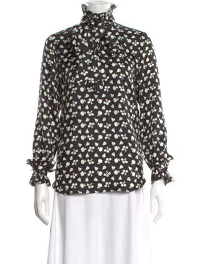 Pre-owned Victoria Beckham Silk Printed Blouse In Green