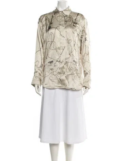 Pre-owned Victoria Beckham Silk Printed Blouse W/ Tags In Multi