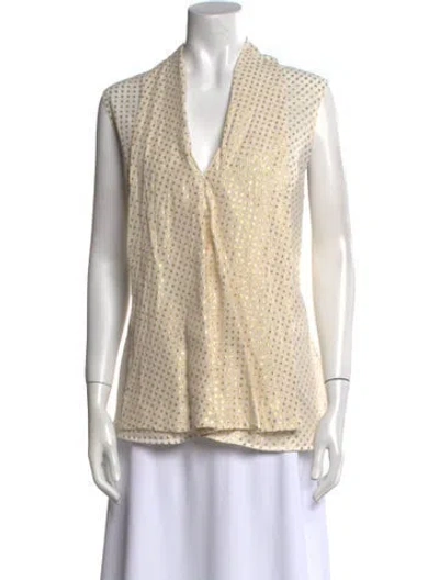 Pre-owned Victoria Beckham Silk Printed Top In White