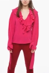 VICTORIA BECKHAM SILK RUFFLED COLLAR SHIRT