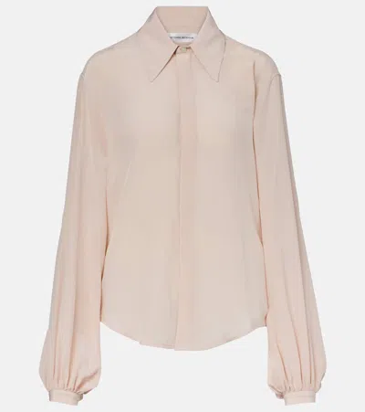 Victoria Beckham Blouson Silk Shirt In Pink