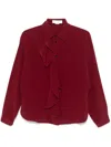 Victoria Beckham Silk Ruffle-trim Blouse In Red