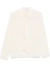 Victoria Beckham Silk Shirt With Collar And Ruffle Detail In White