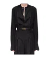 Victoria Beckham Silk Shirt With Satin Plastron In Black