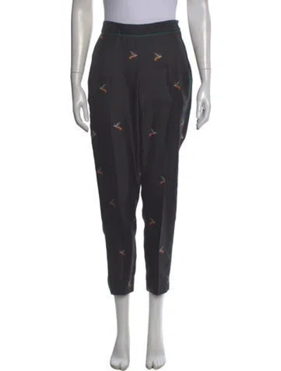 Pre-owned Victoria Beckham Silk Straight Leg Pants In Gray