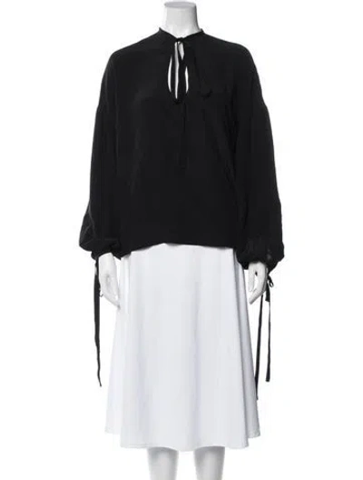 Pre-owned Victoria Beckham Silk Tie Neck Blouse In Black