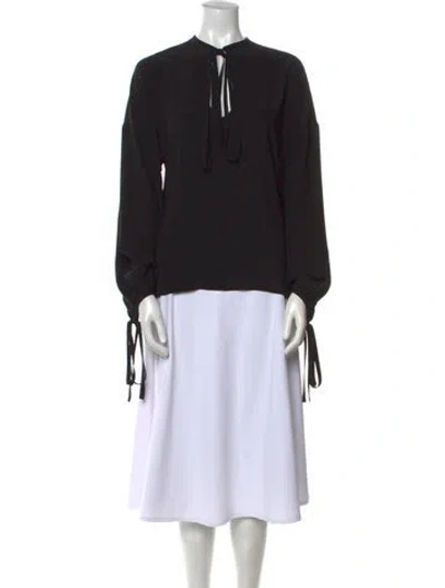 Pre-owned Victoria Beckham Silk Tie Neck Blouse In Black