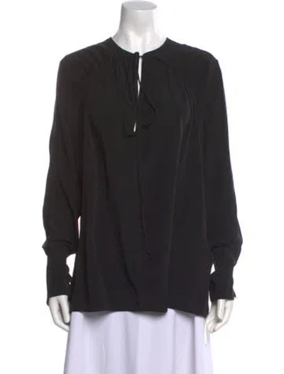 Pre-owned Victoria Beckham Silk Tie Neck Blouse In Black