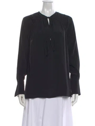 Pre-owned Victoria Beckham Silk Tie Neck Blouse In Black